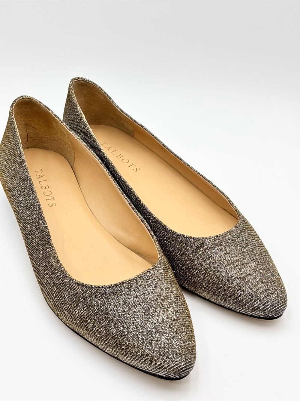 Talbots Metallic Gold Pointed-Toe Flats Size 7